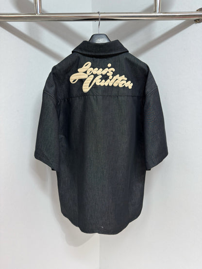 Chemise lv manches courtes brodée en chambray