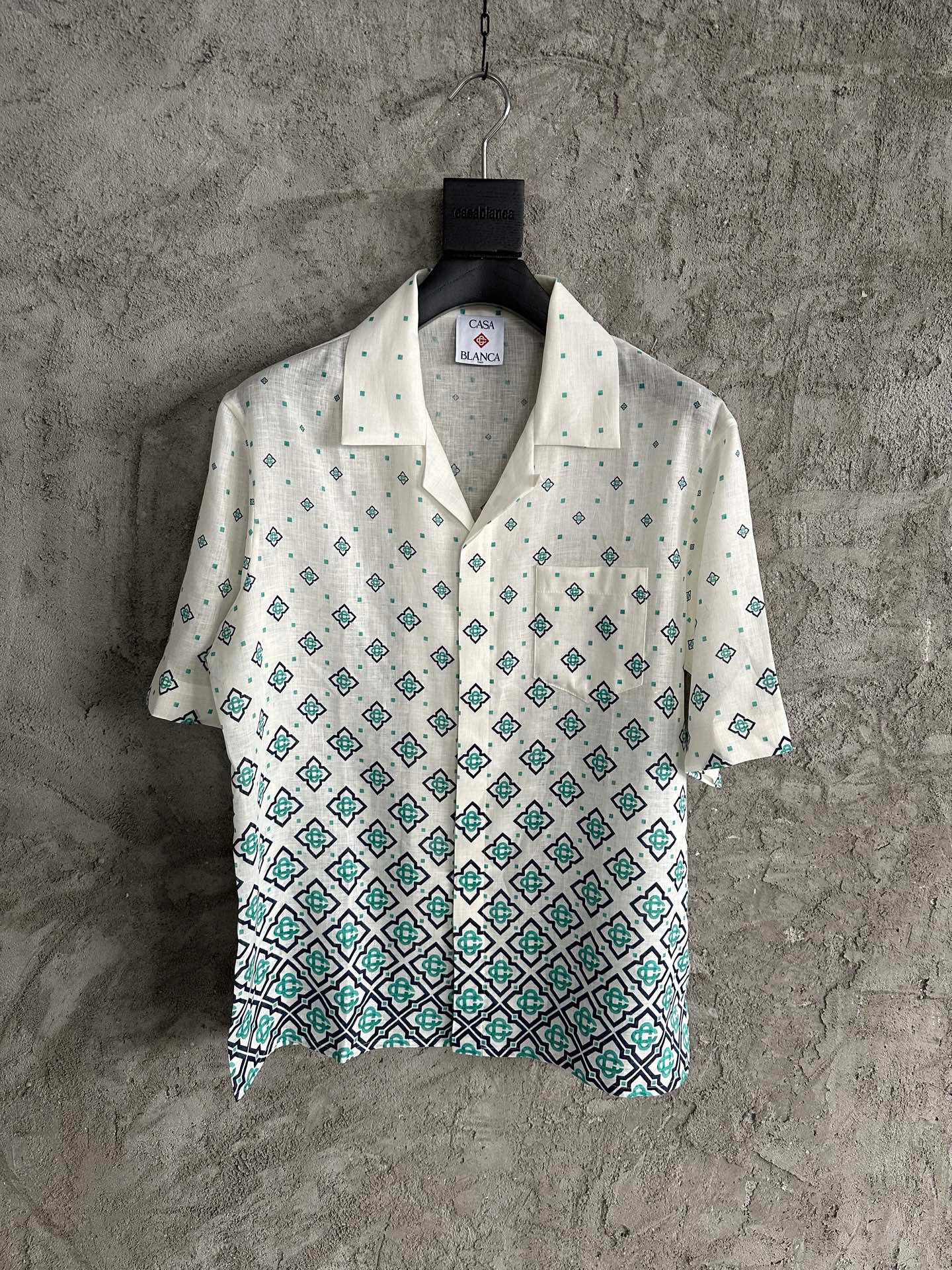 CASA GRADIENT MONOGRAM SHORT SLEEVE SILK SHIRT