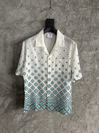 CASA GRADIENT MONOGRAM SHORT SLEEVE SILK SHIRT