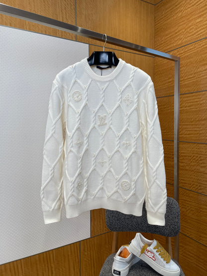 Pull Torsadé ornementé en laine Lv