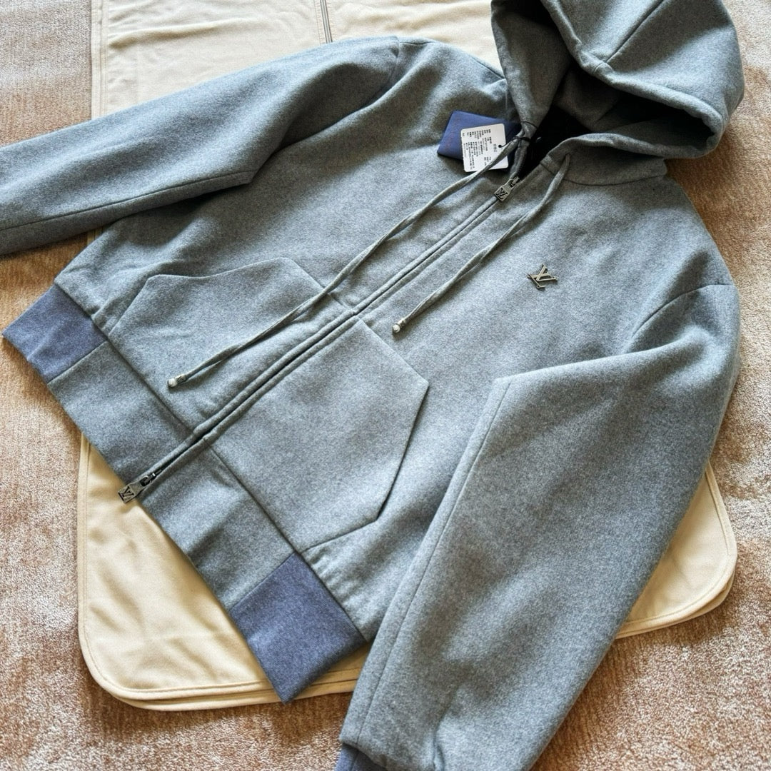 Lv Blouson à capuche habillé en laine technique