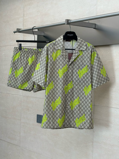 CHEMISE GG DE BOWLING EN POPELINE DE COTON À IMPRIMÉ