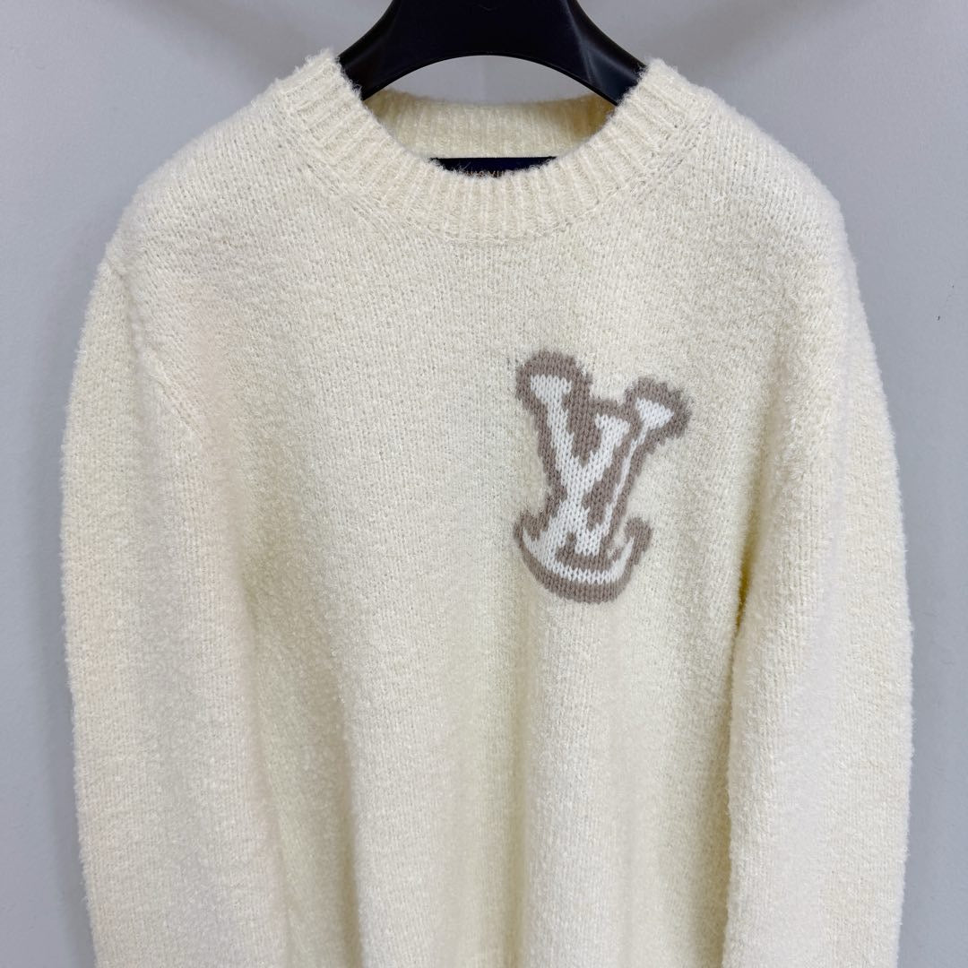 Pull col rond intarsia  lv