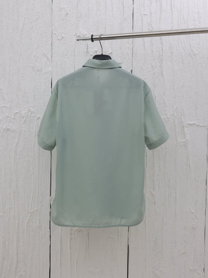 Ensemble Chemise à manches courtes CD Oblique Jacquard de soie et coton vert