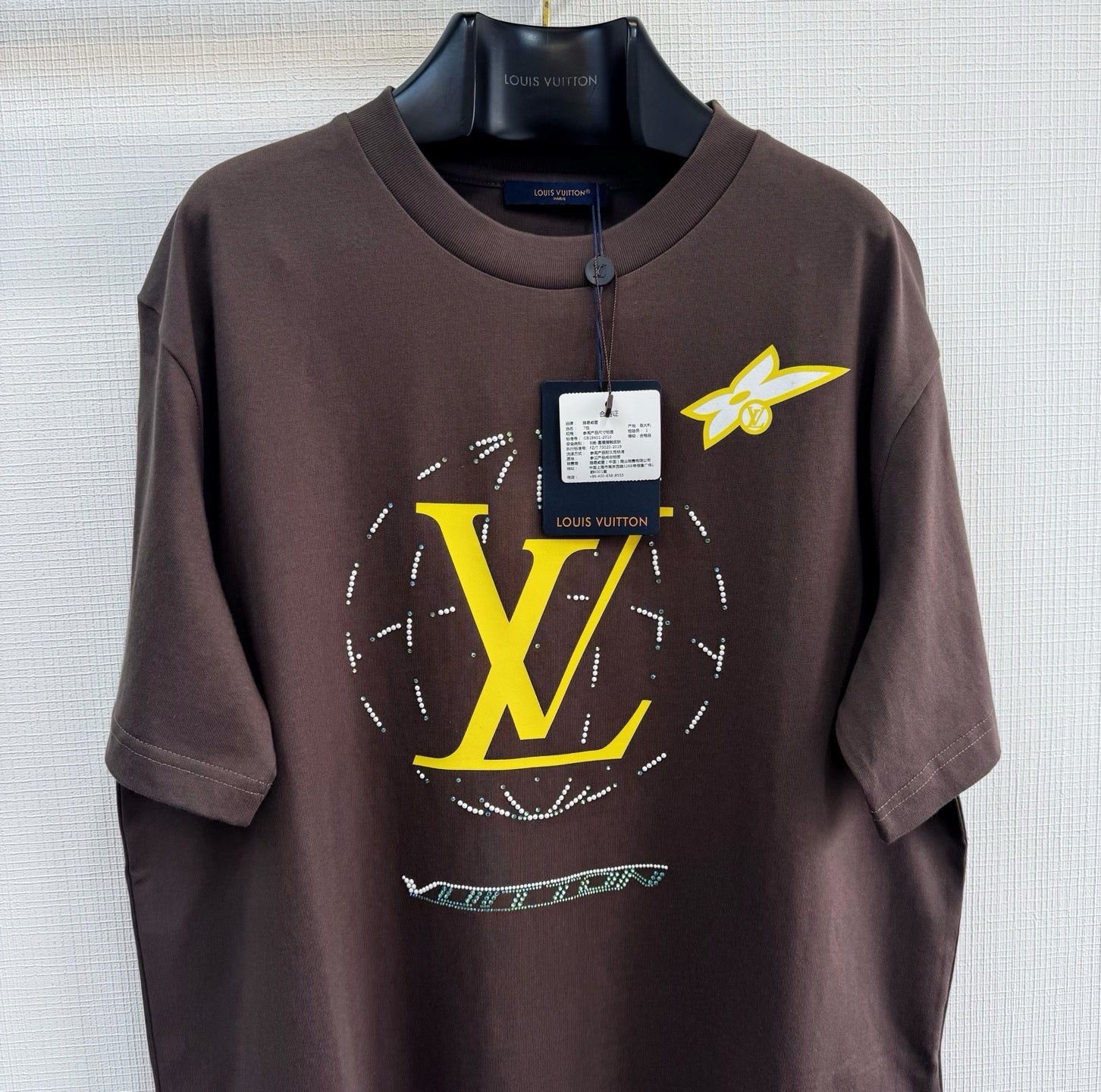 Tee-shirt lv délavé ornementé en coton