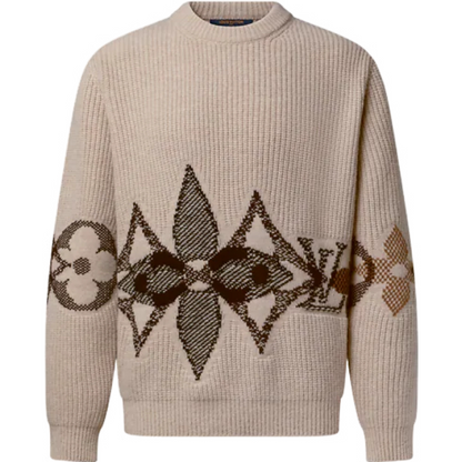 Pull Lv col rond en maille graphique 10/10