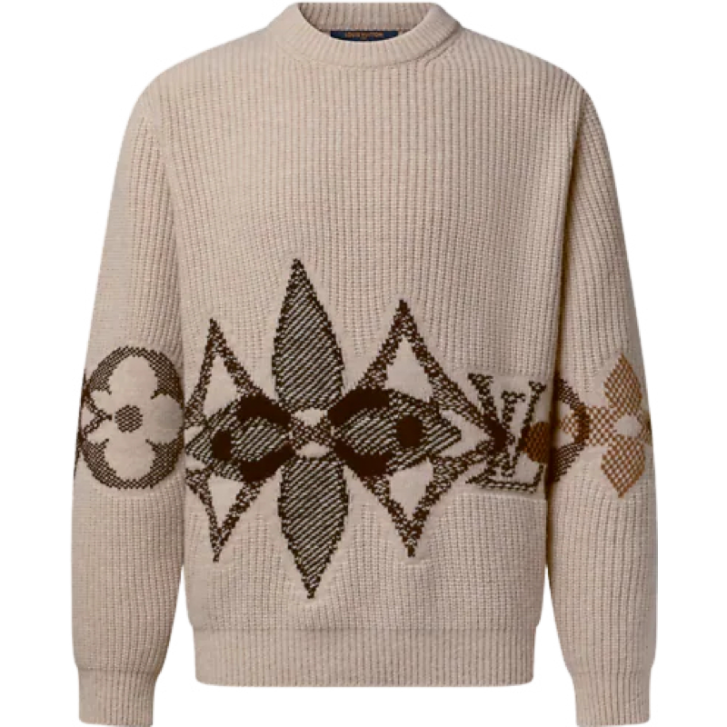 Pull Lv col rond en maille graphique 10/10