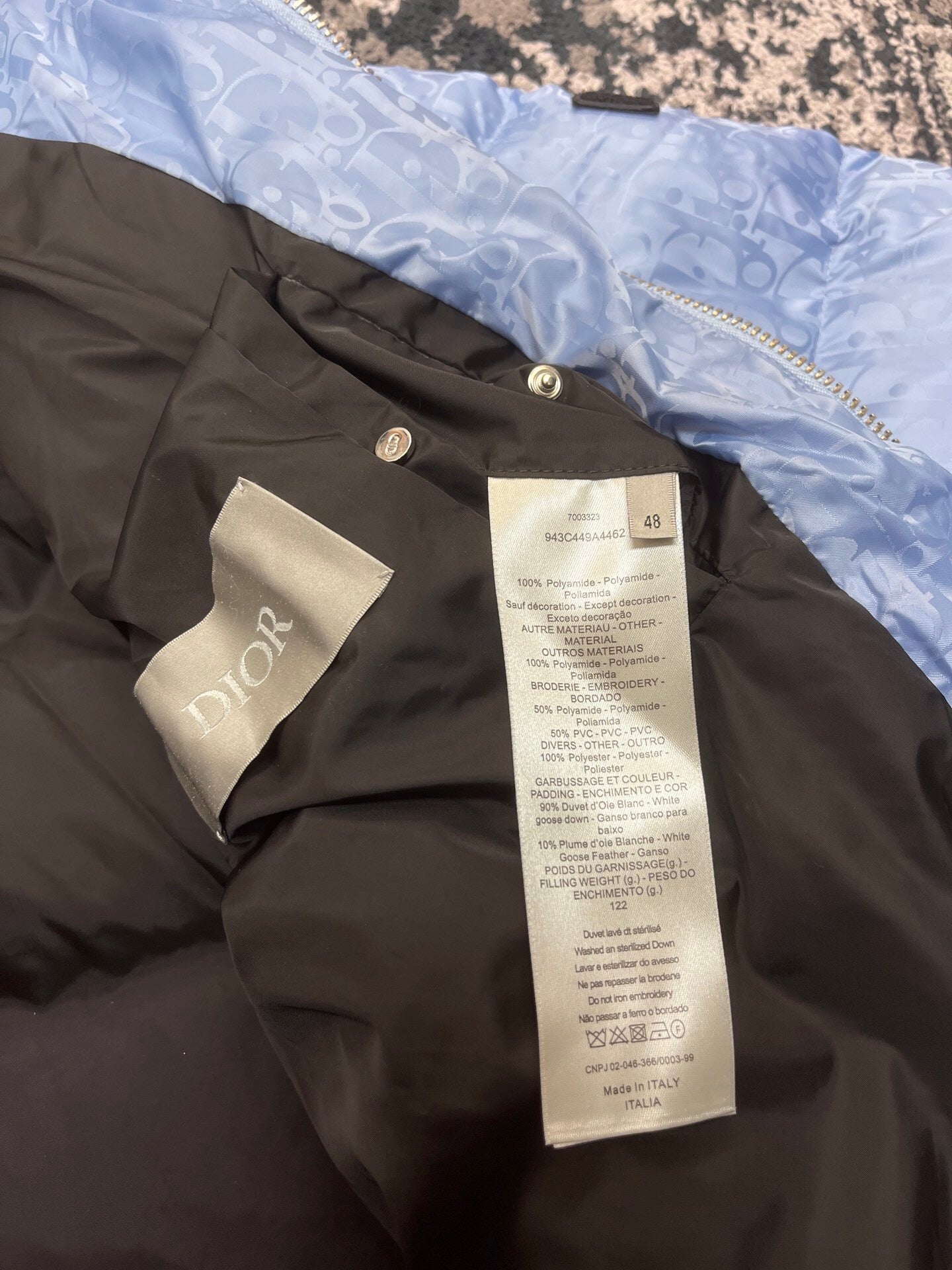 CD oblique sky blue down jacket invoice 2023