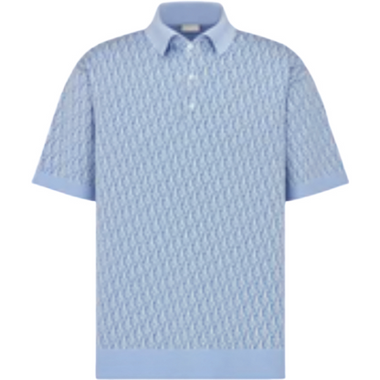 Polo CD oblique coton Jacquard bleu