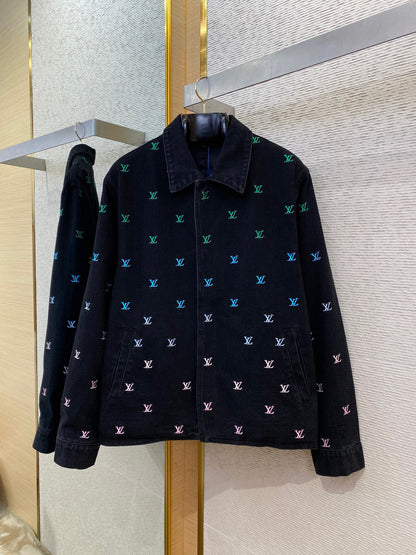 Blouson sportswear brodé LV Blason Gradient en denim