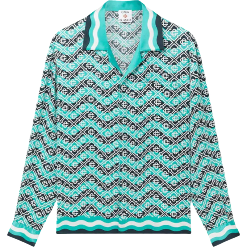 MONOGRAM WAVE LONG SLEEVE SILK SHIRT CASA
