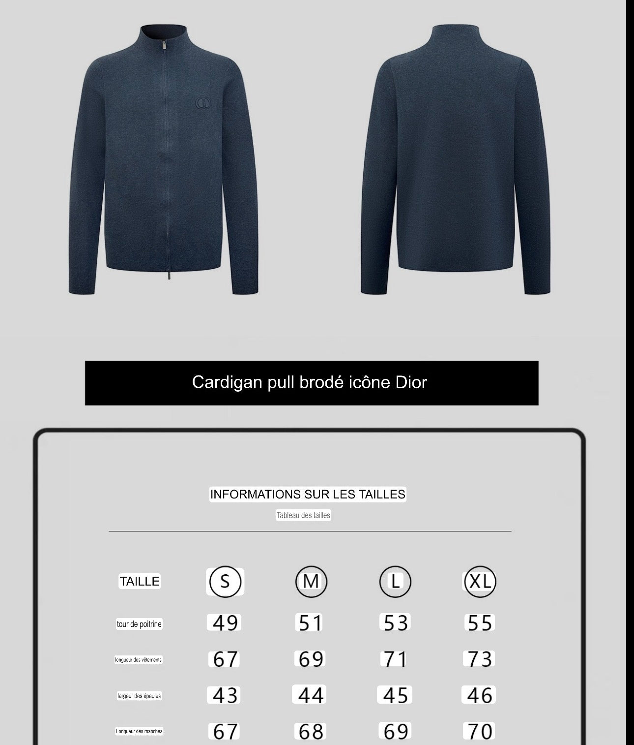 Cardigan CD Oblique brodé CD 10/10 gris
