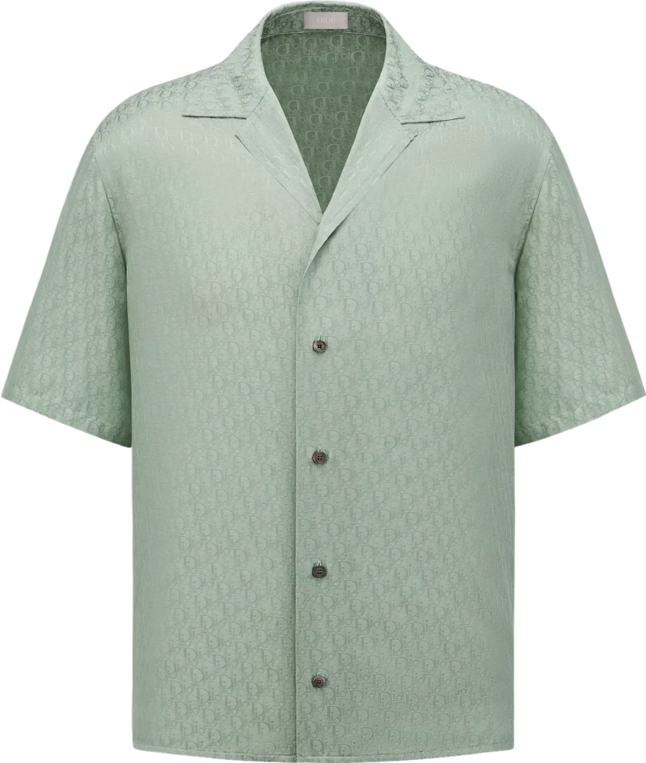 Ensemble Chemise à manches courtes CD Oblique Jacquard de soie et coton vert