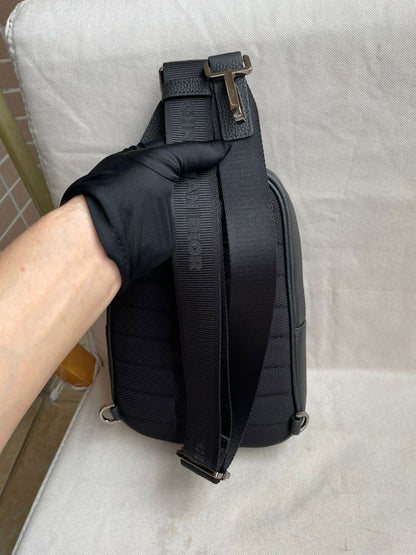 Slingbag Rider 2.0 Toile jacquard CD  Oblique beige et noir et cuir de veau grainé noir  10/10