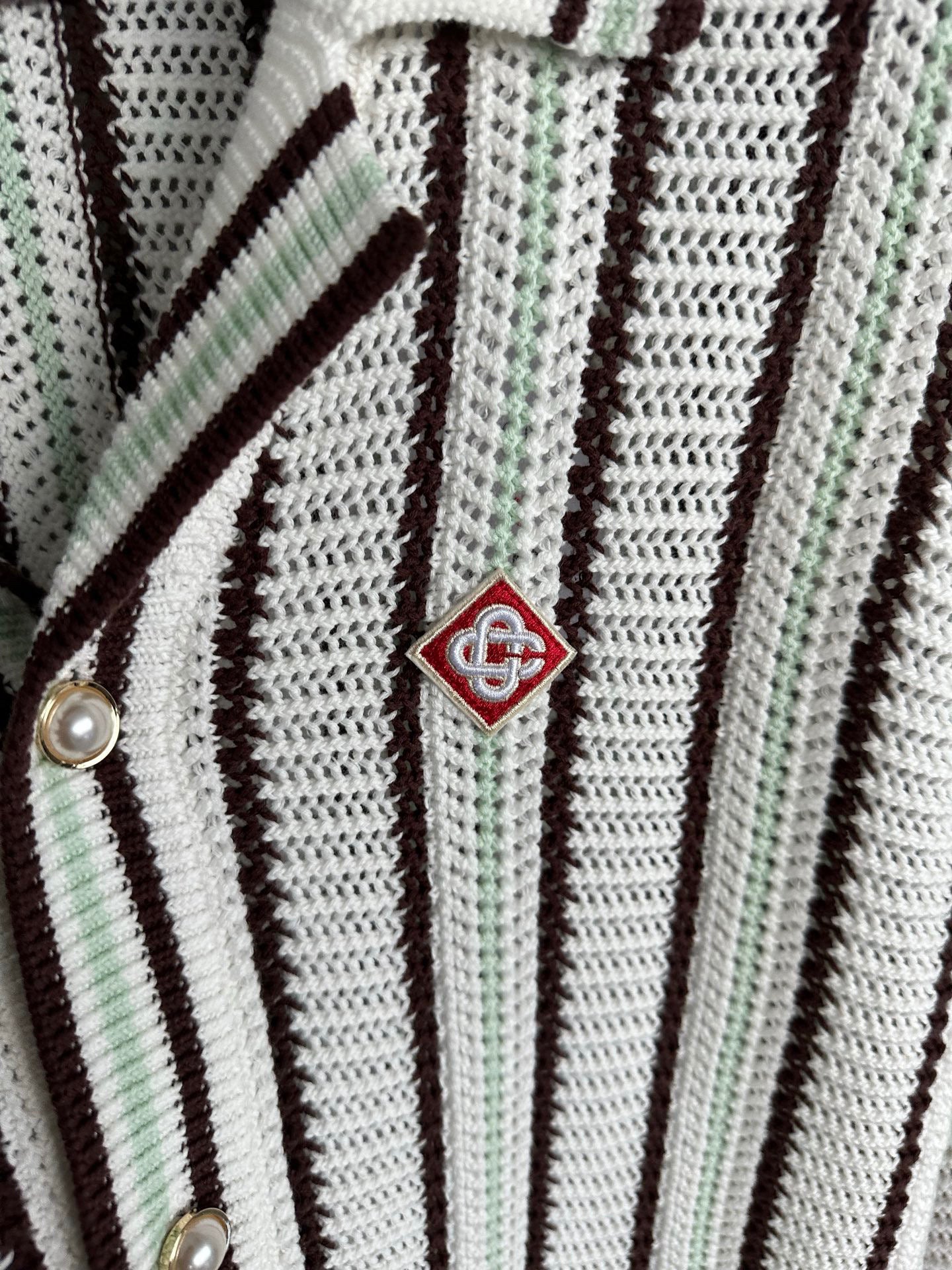 CHEMISE CASA STRIPED COTTON CROCHET SHIRT