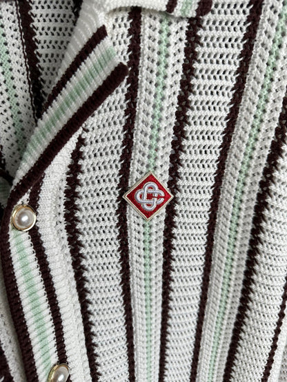 CHEMISE CASA STRIPED COTTON CROCHET SHIRT