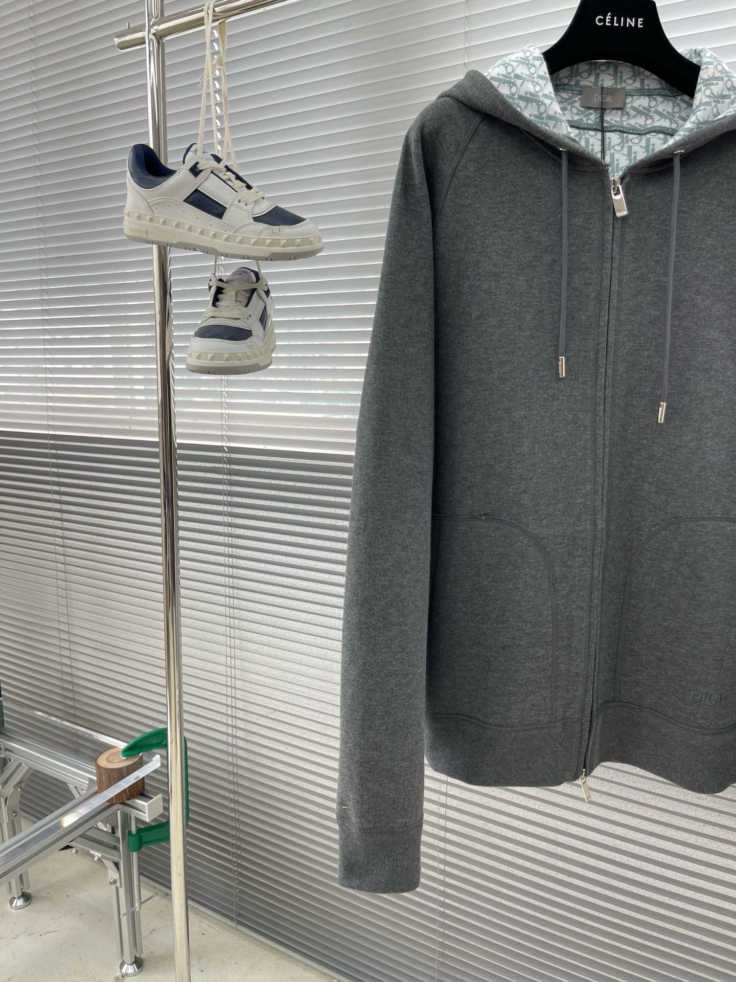 survêtement à capuche CDMaille de coton et cachemire gris