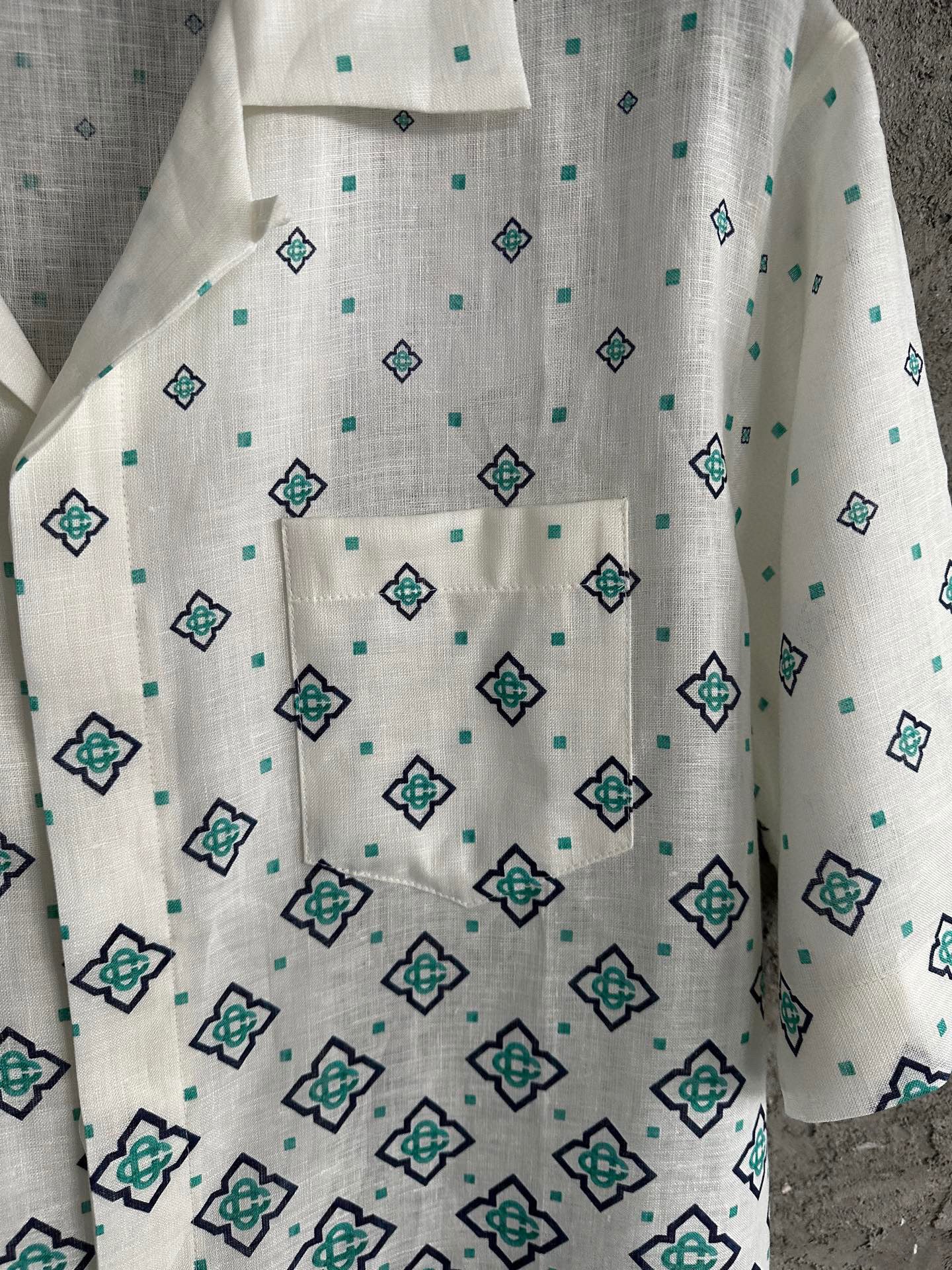 CASA GRADIENT MONOGRAM SHORT SLEEVE SILK SHIRT