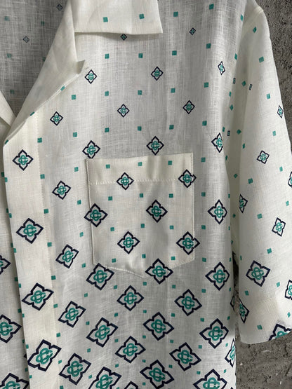 CASA GRADIENT MONOGRAM SHORT SLEEVE SILK SHIRT