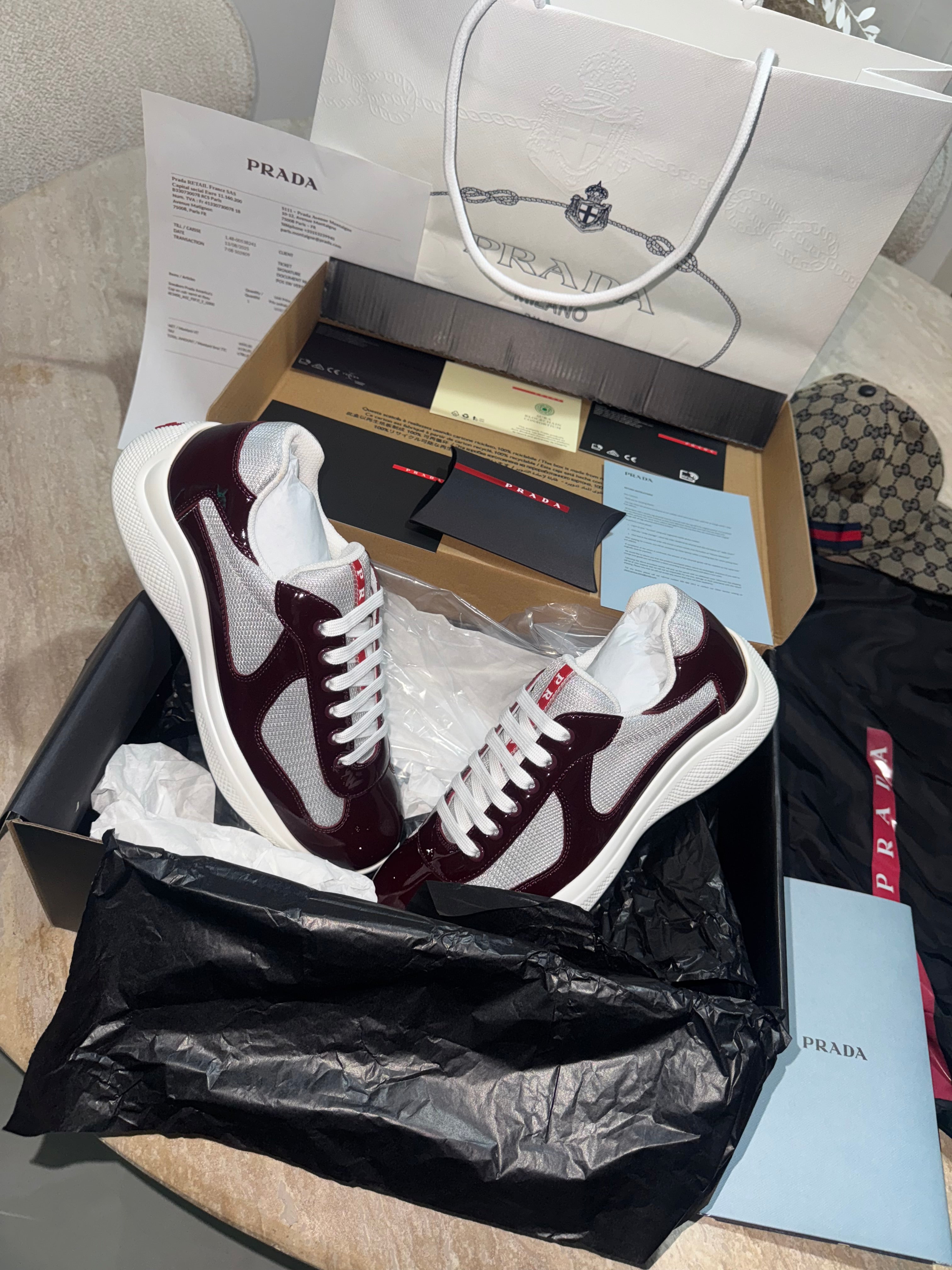 Sneakers Prd America ´ s Cup BORDEAUX Cherry 🍒 tissu bike lisse 10/10 📦⚡️🚚