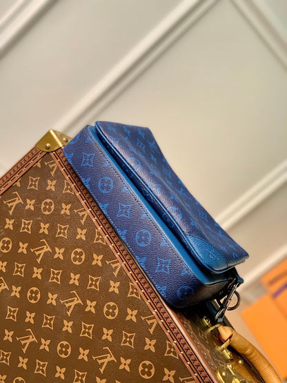 Sac Trio Messenger bleu facture 10/10