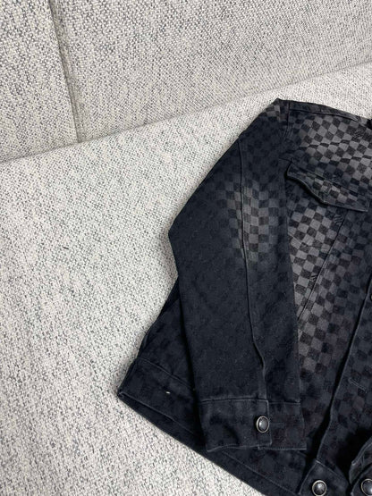 1AHBDY Tracksuit Flocked Damier Denim Trucker Jacket