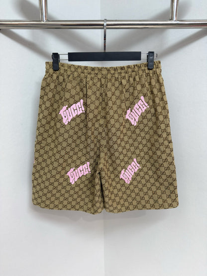 SHORT GG EN TOILE EN MÉLANGE DE LIN AVEC BRODERIE