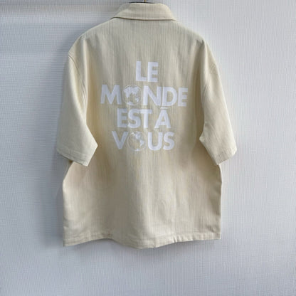 Chemise lv  manches courtes en soie mélangée