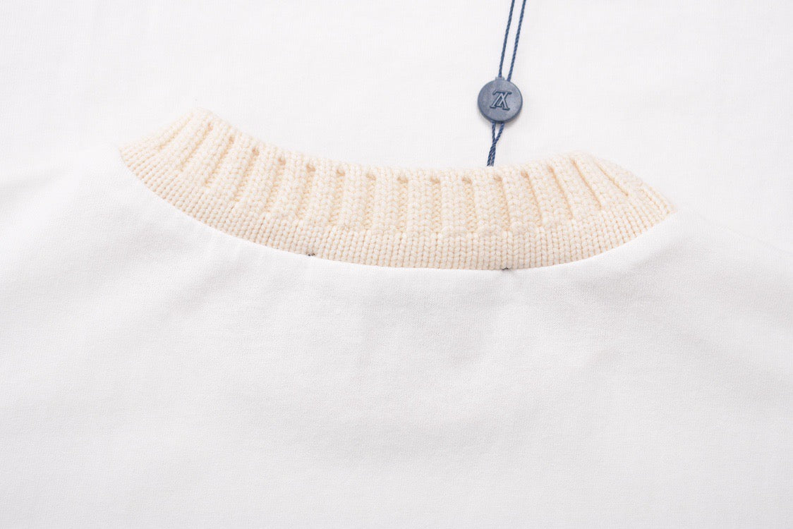LV x NGO white embroidered funnel neck t-shirt