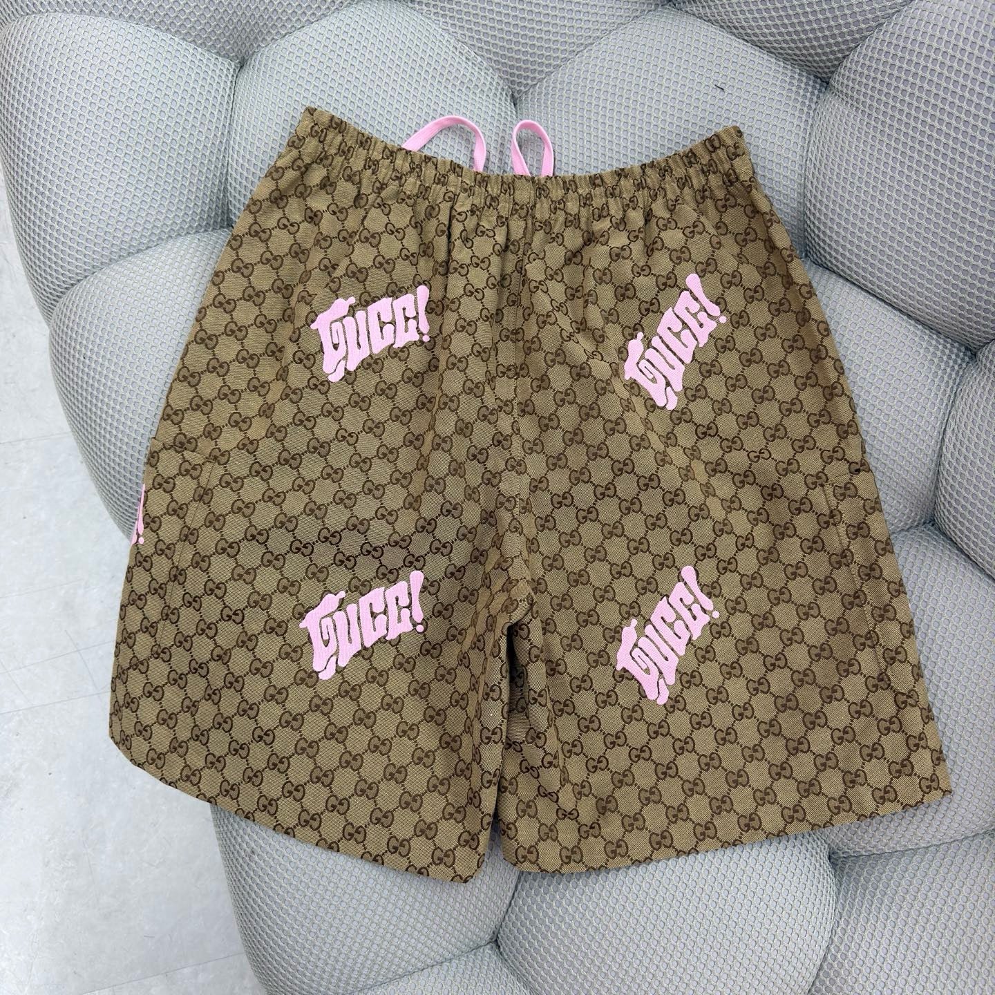 SHORT GG EN TOILE EN MÉLANGE DE LIN AVEC BRODERIE