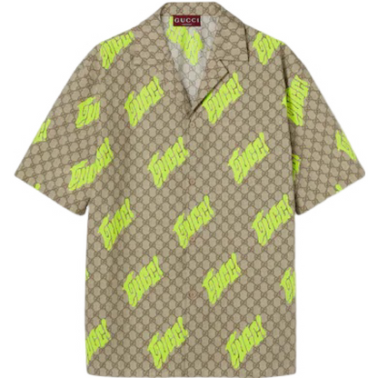 CHEMISE GG DE BOWLING EN POPELINE DE COTON À IMPRIMÉ
