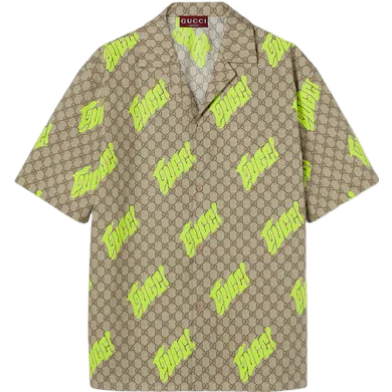 CHEMISE GG DE BOWLING EN POPELINE DE COTON À IMPRIMÉ