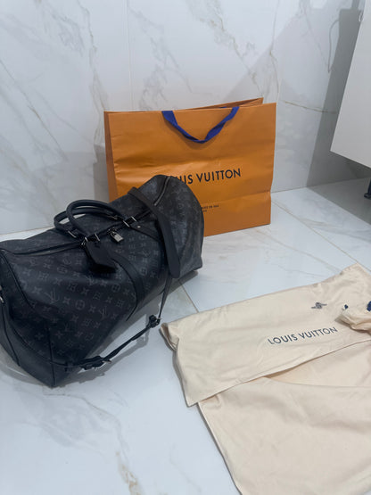 Sac keepall 55 monogramme eclipse facture + Gros Sac d’achat magasin + cadenas