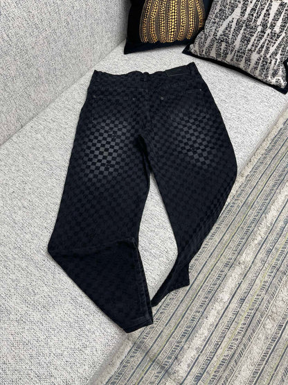 1AHBDY Tracksuit Flocked Damier Denim Trucker Jacket