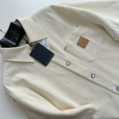 Chemise lv  manches courtes en soie mélangée