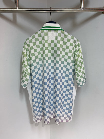 Ensemble imprimé Damier Gradient en soie