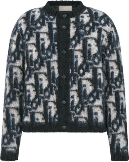 Cardigan CD Oblique Maille de mohair et laine mélangés bleus