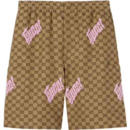 SHORT GG EN TOILE EN MÉLANGE DE LIN AVEC BRODERIE