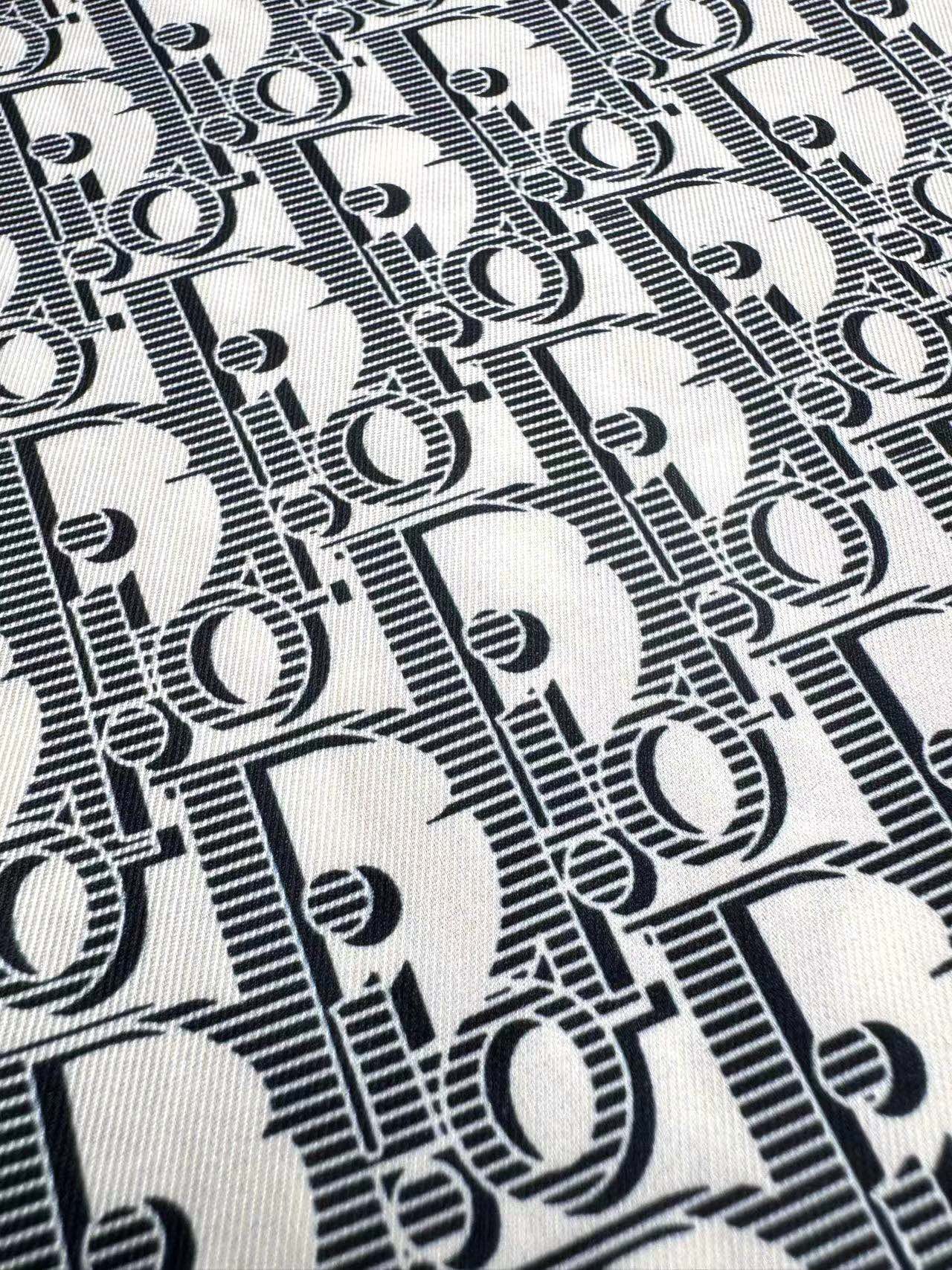 Chemise CD Oblique Sergé de soie blanche et bleue