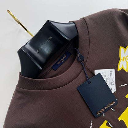 Tee-shirt lv délavé ornementé en coton