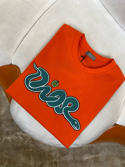 T-shirt CD AND KAWS, coupe relax Jersey de coton orange et rouge