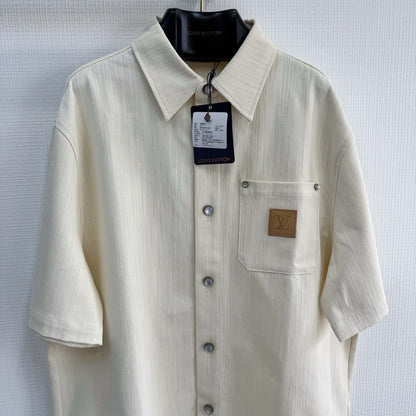 Chemise lv  manches courtes en soie mélangée