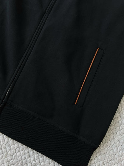 BRUNELLO CUCI Techno Cotton Zip-up Hoodie In Black