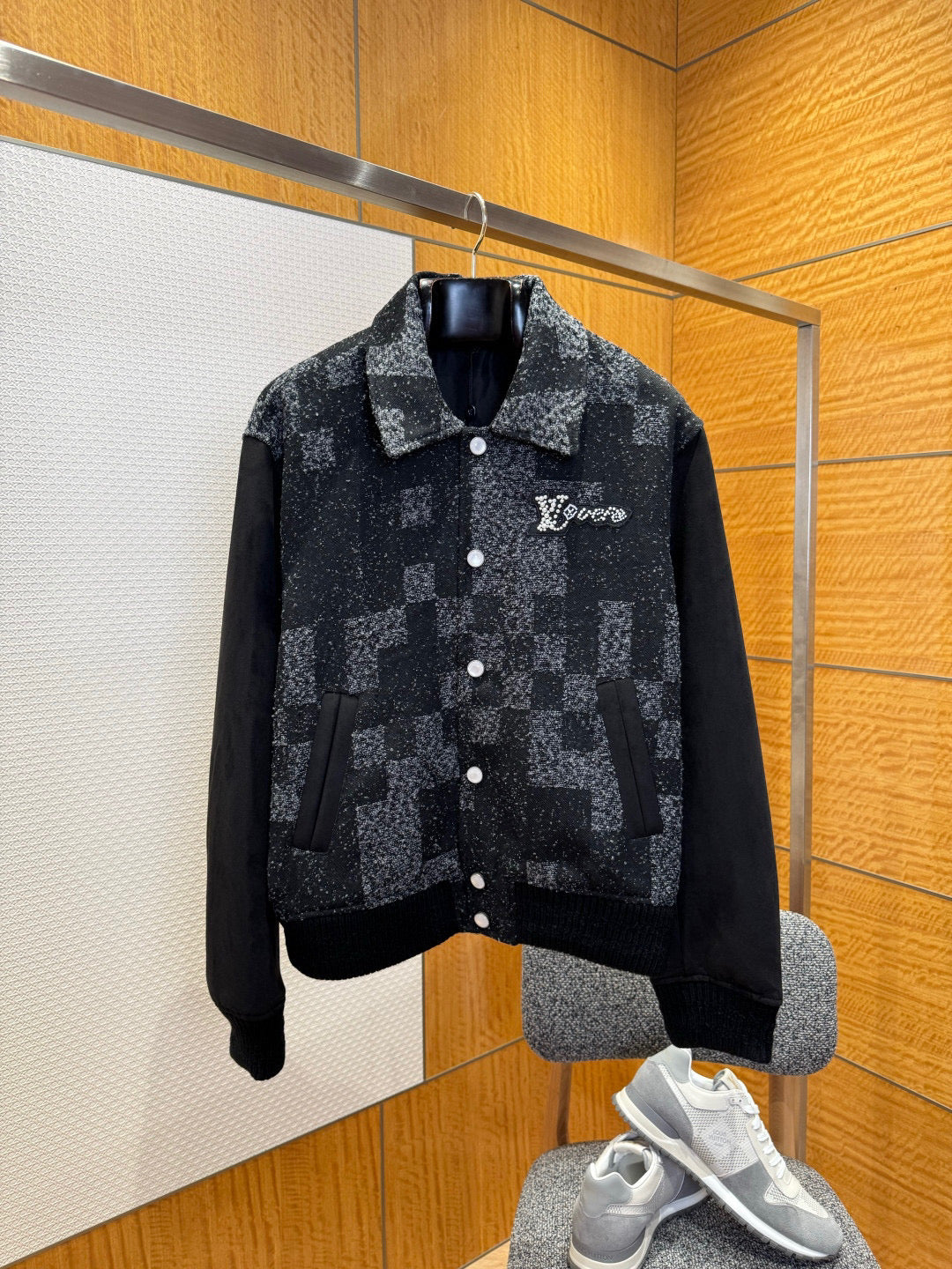 Blouson varsity en cuir mixte