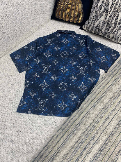 Chemise manche courte à imprimé monogram lv
