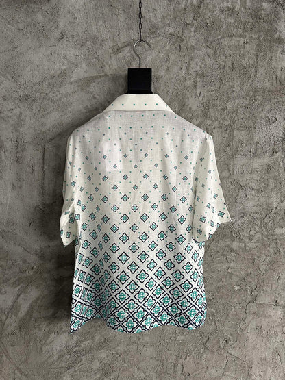CASA GRADIENT MONOGRAM SHORT SLEEVE SILK SHIRT