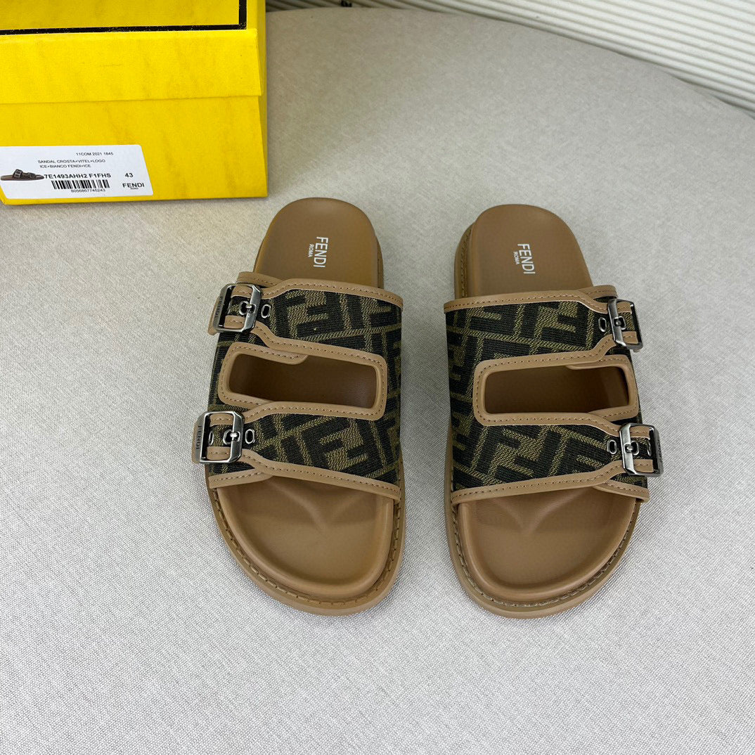 FND Feel Sandales en tissu FF marron