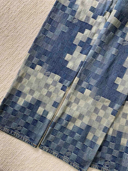 Pantalon droit denim Damier