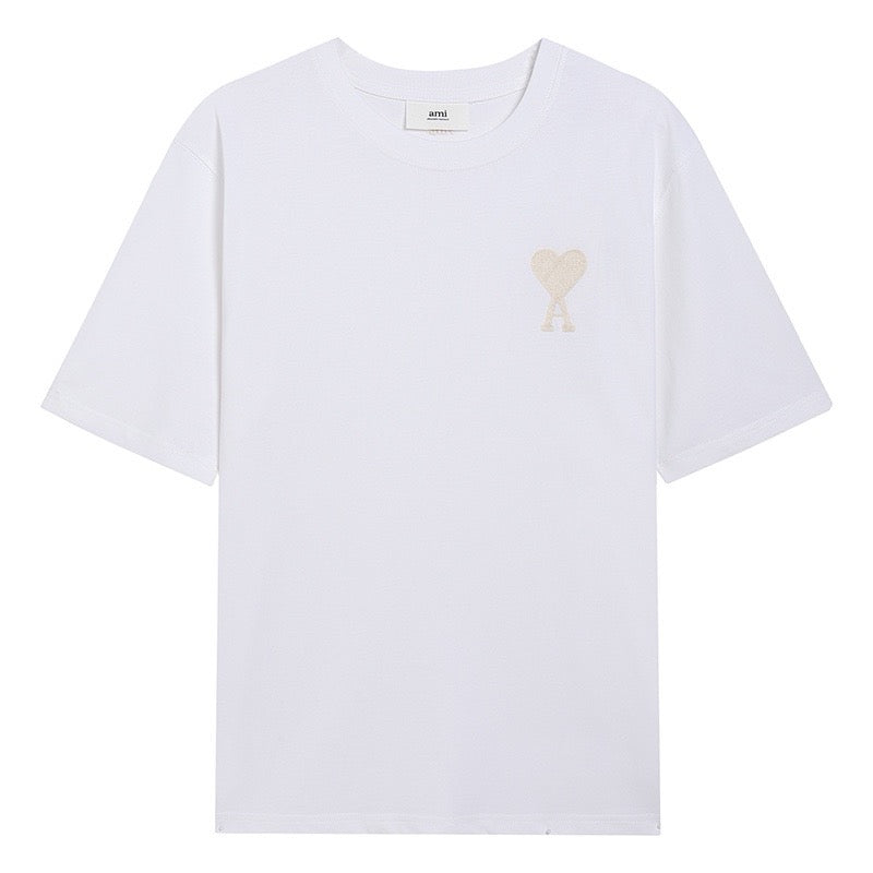 T-shirt blanc à petit logo ami de cœur beige