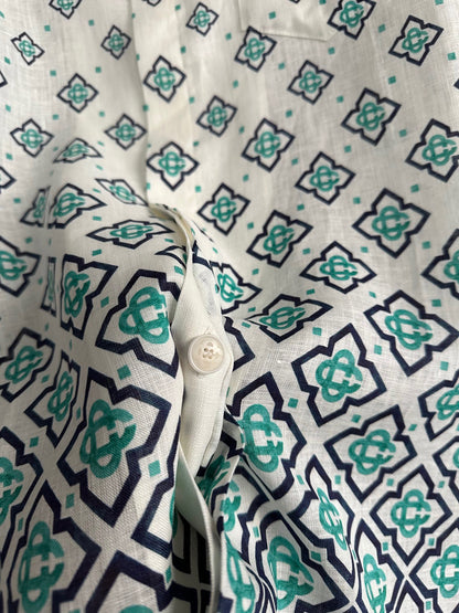 CASA GRADIENT MONOGRAM SHORT SLEEVE SILK SHIRT